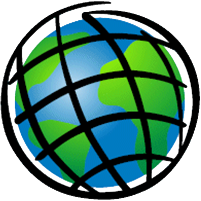 ESRI logo of blue and green globe with latitude and longitude gridlines